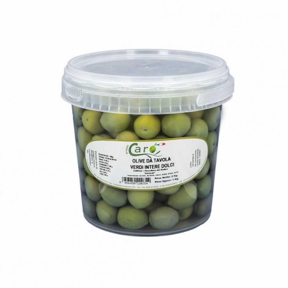 Sweetened Whole green olives Nocellara in brine