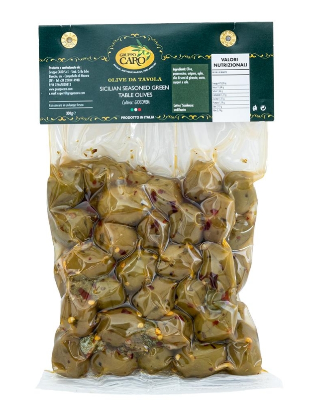 Sicilian Seasoned Gioconda Green Table Olives