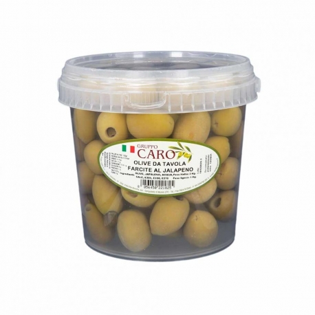 image Stuffed green olives with jalapeño in brine