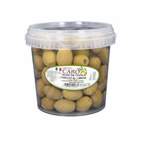 image Stuffed green olives with lemon in brine