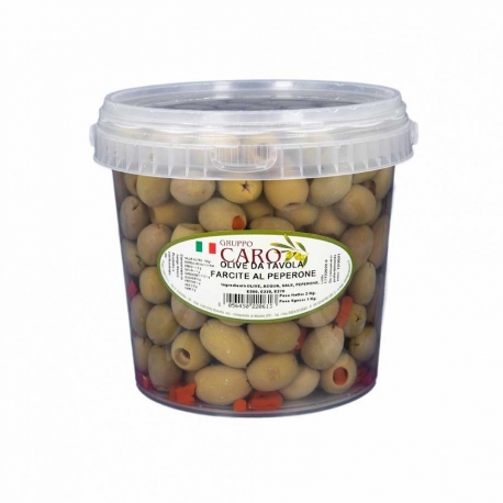 image 0 of Stuffed green olives with pepper in brine